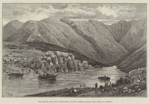 De Zwarte Berg Expeditie, vliegende brug over de Indus bij Bakrai door Melton Prior